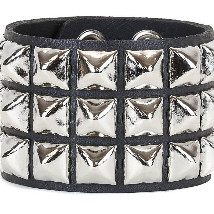 3 Row 1/2" Pyramid Studded Bracelet