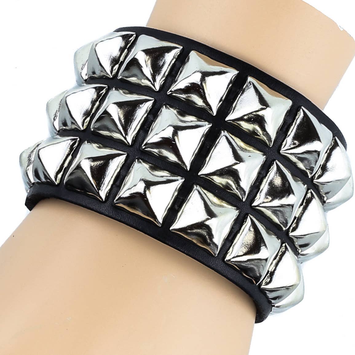 3 Row 1/2" Pyramid Studded Bracelet