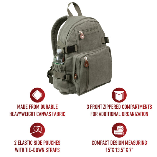 Canvas Compact Backpack in Olive