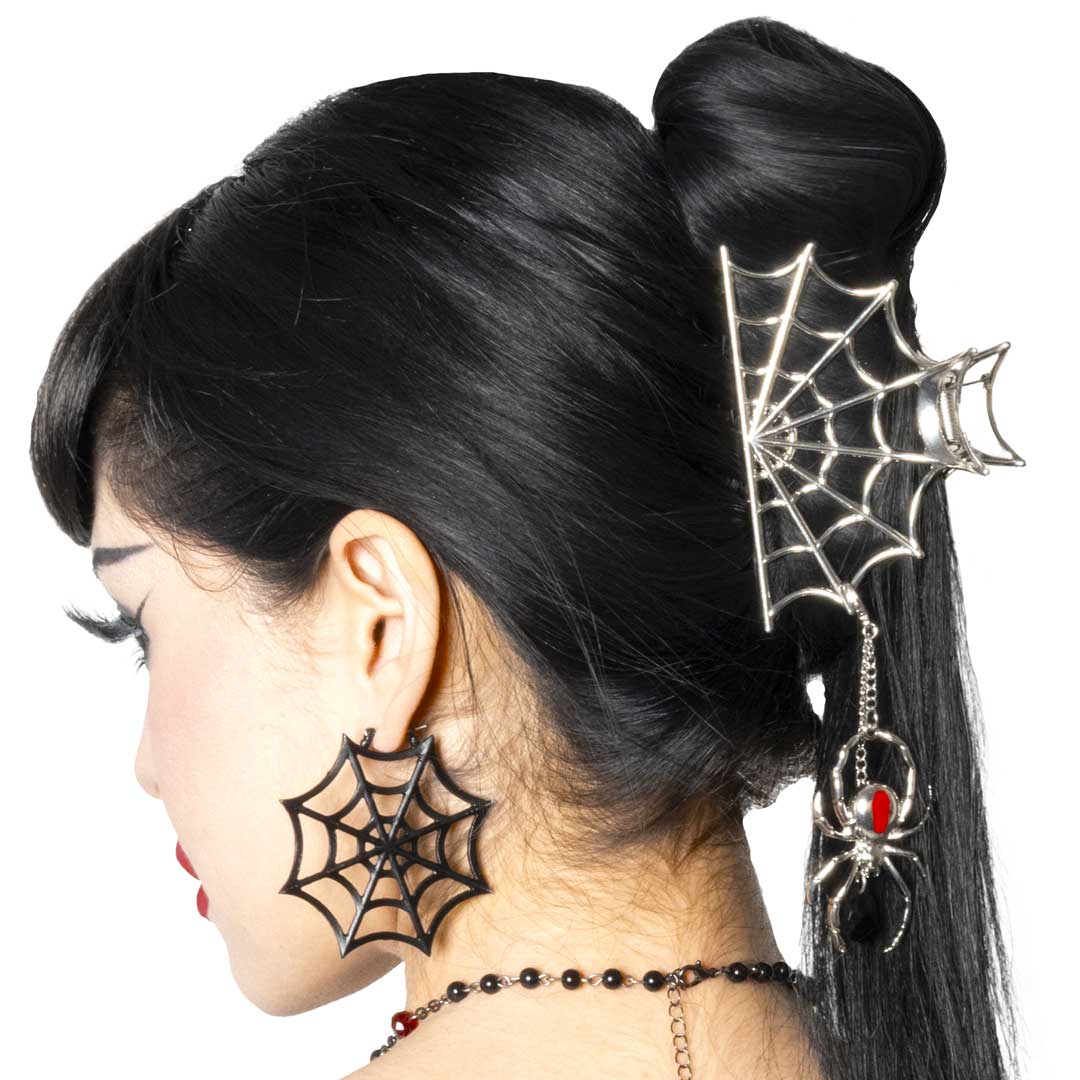Spider Charm Web Claw Clip