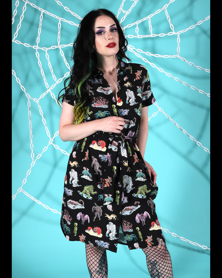 Cryptids Short Sleeve Shirt Dress