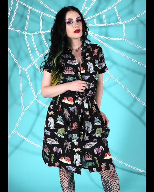 Cryptids Short Sleeve Shirt Dress