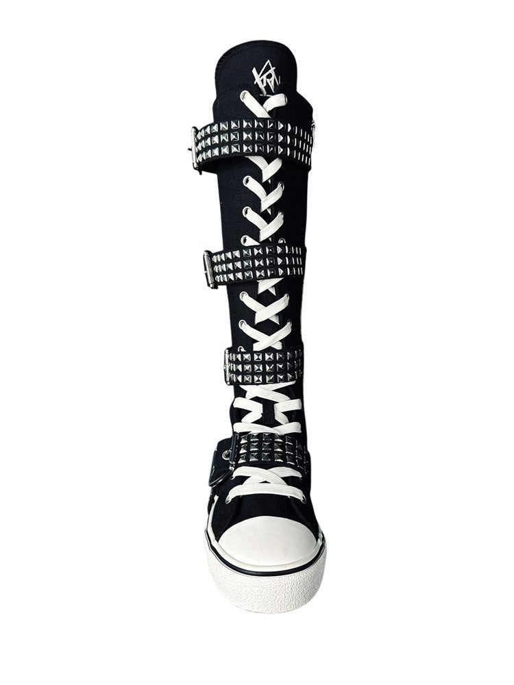 YRU RAWR XD Stud Knee High Canvas Sneakers