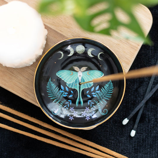 Dark Forest Luna Moth Incense Dish