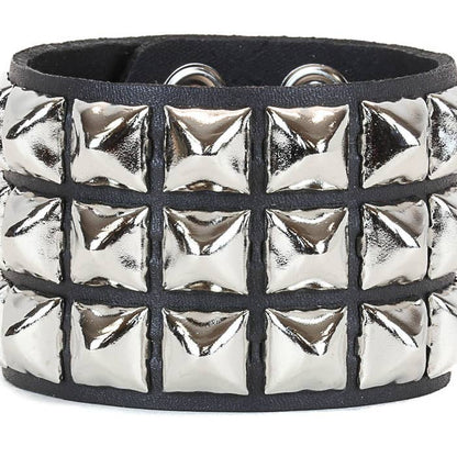 3 Row 1/2" Pyramid Studded Bracelet