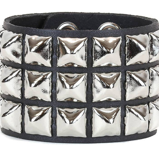 3 Row 1/2" Pyramid Studded Bracelet