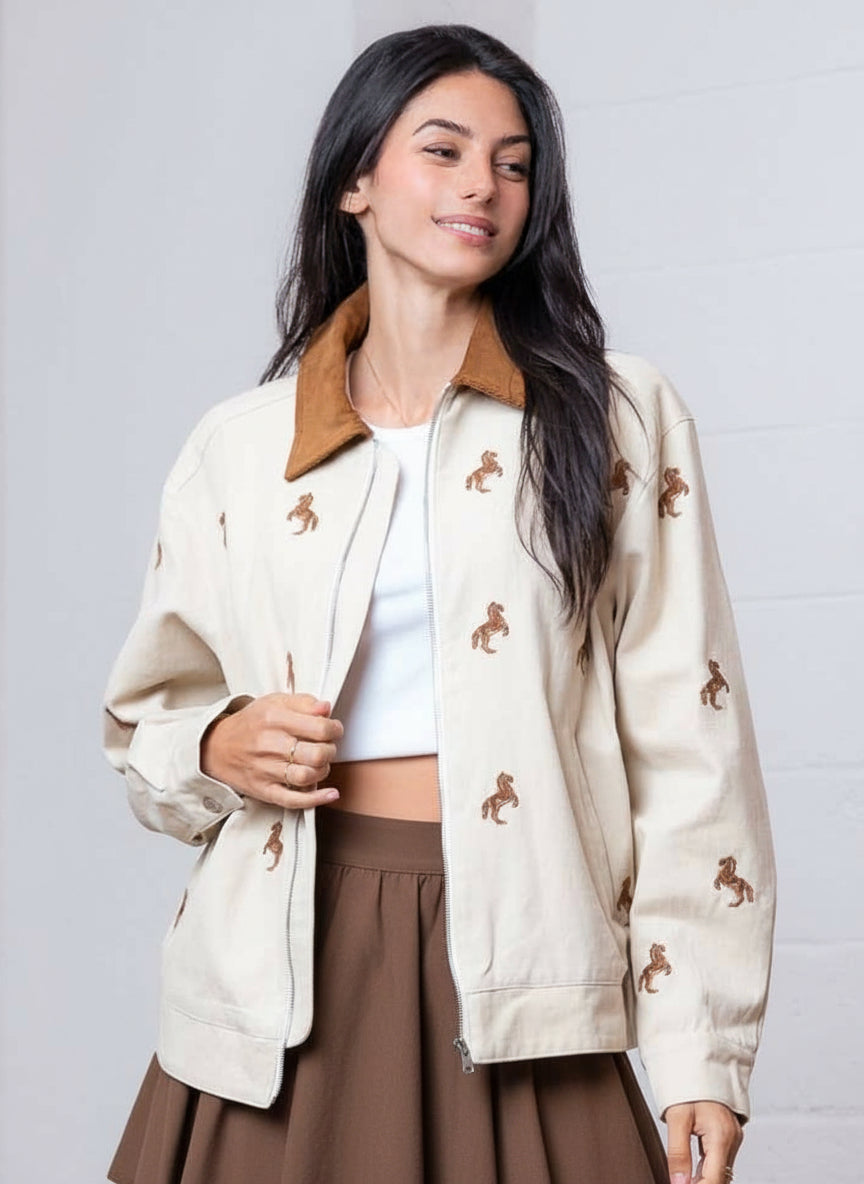 Horse Embroidered Barn Jacket