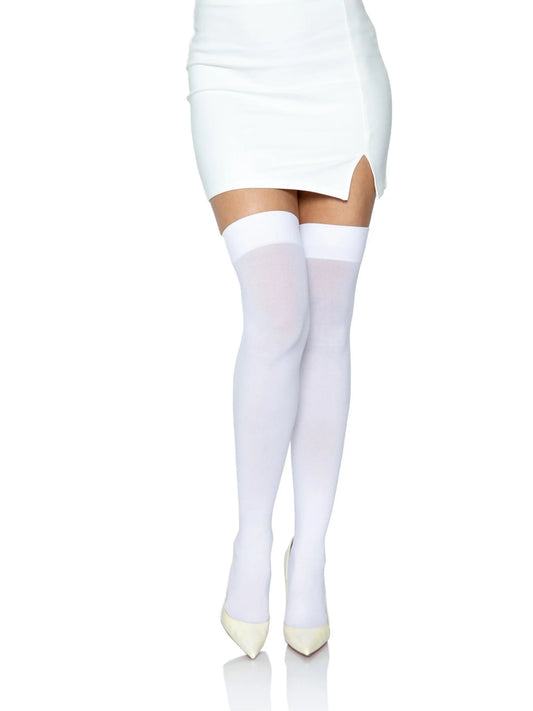 White Thigh High Nylon Stockings