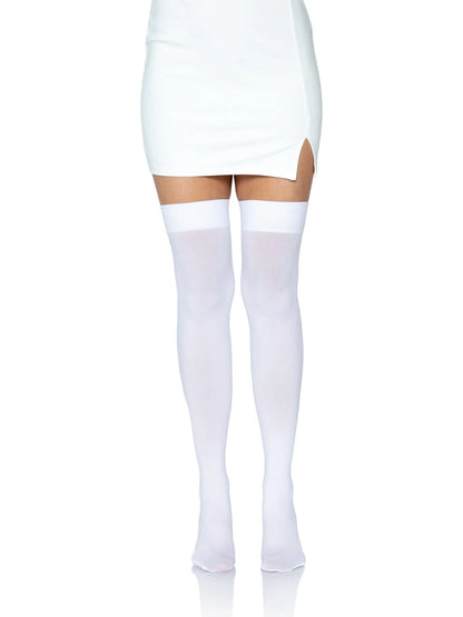 White Thigh High Nylon Stockings