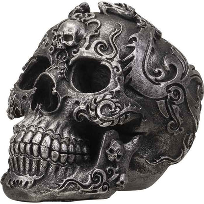 Silver Gothic Skull Statue