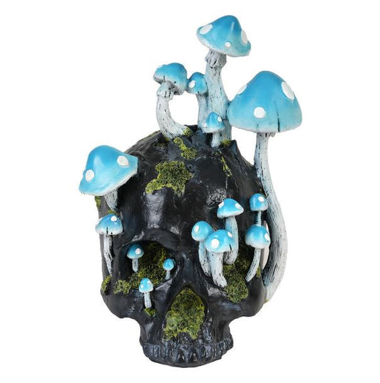Blue Mushroom Skull Statue