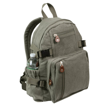 Canvas Compact Backpack in Olive