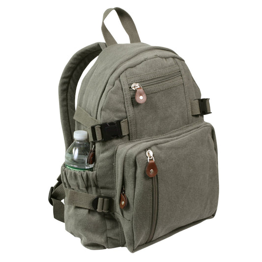 Canvas Compact Backpack in Olive