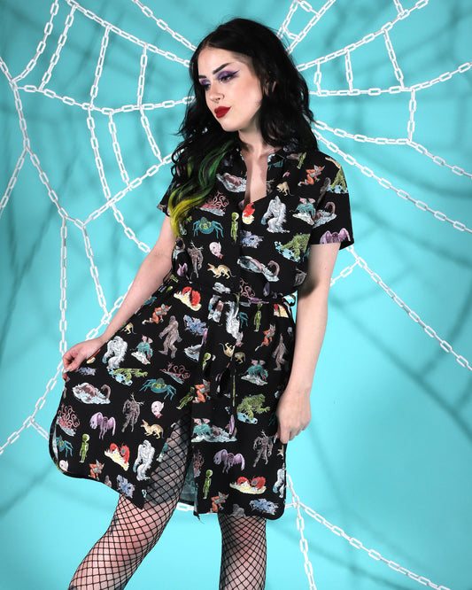 Cryptids Short Sleeve Shirt Dress